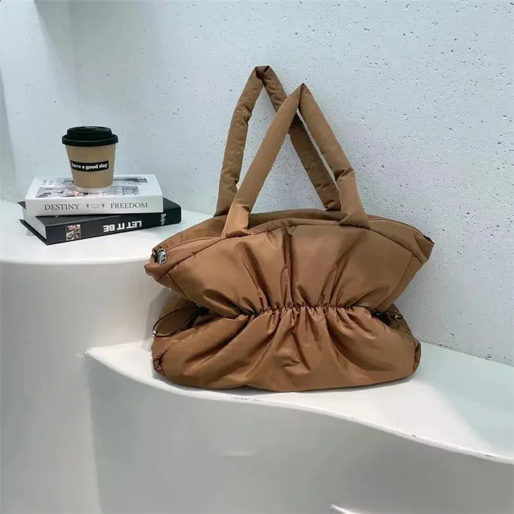 Damen Nylon Puffer Tasche Große Schultertasche Und Handtasche_voghion.com