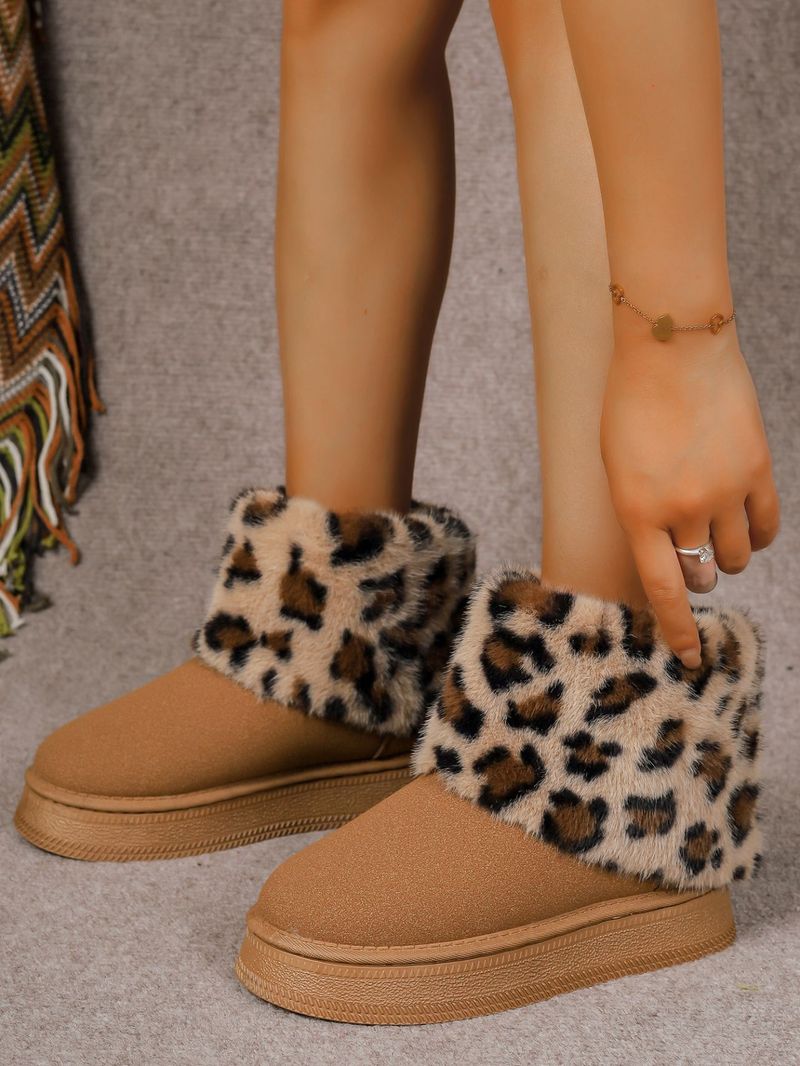 2024 neuer Außenhandel große Schnee-Mittelrohr-Oberbekleidung mit dicken Sohlen Damen-Baumwollschuhe warmer Leopardendruck plus Veet_voghion.com
