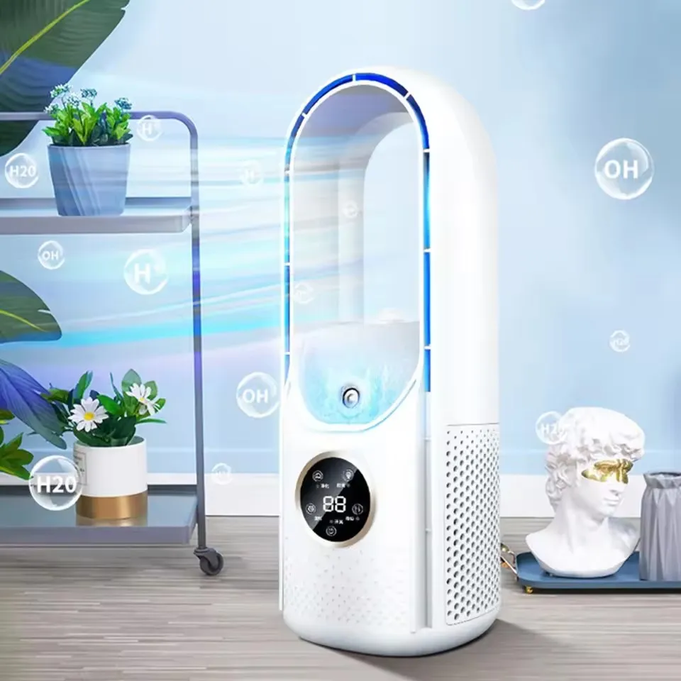 Climatiseur portable USB sans feuilles, électrique, 6 vitesses, silencieux, minuterie, humidificateur, ventilateur_voghion.com
