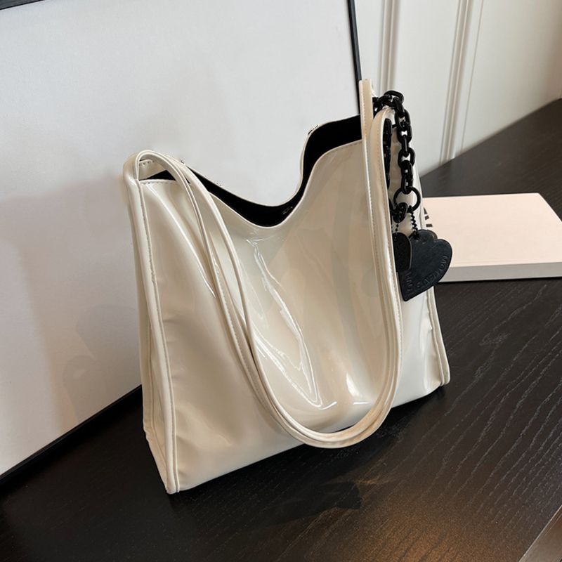 Einfarbig Lackleder Mode Schultertasche Damen Einfache Luxus Handtasche Geldbörse Lässig Reise Shopping Totes Sac A Main_voghion.com