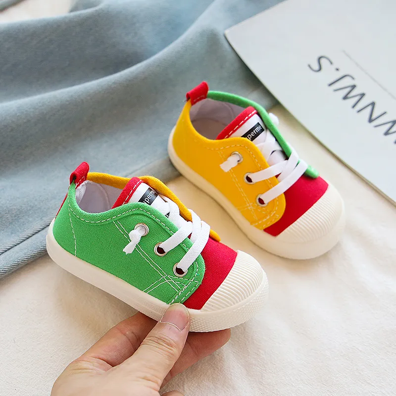 Boys Sneakers Girls Tennis Lace-up Children Footwear Toddler Yellow Chaussure ato Casual Kids Canvas Shoes Sizes_voghion.com