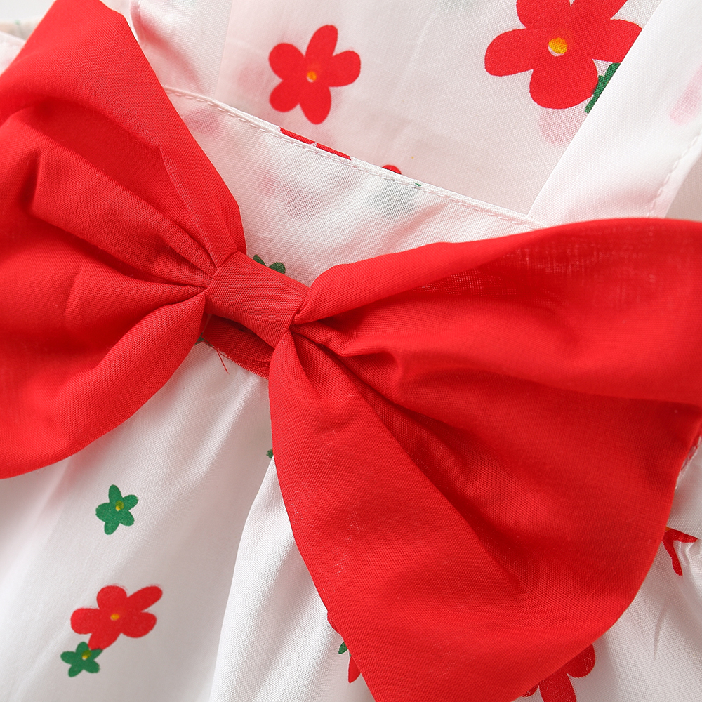 Newborn Girl Summer Tank Top Dress Floral Printed Holiday Style Dress With Bow At The Back Send Hat_voghion.com