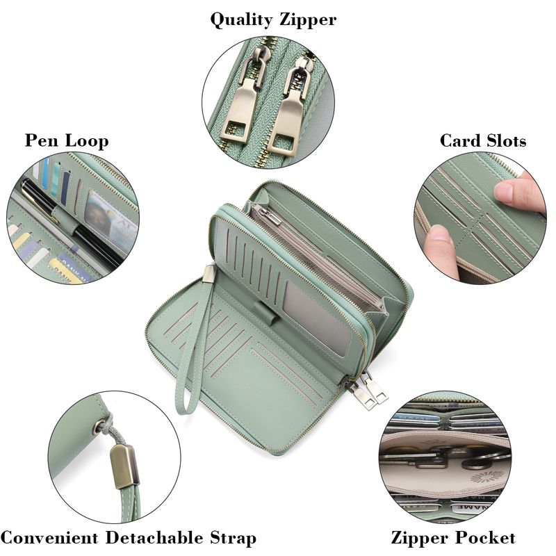 Brieftasche damen lange mode große kapazität multi-karte brieftasche doppel-reißverschluss_voghion.com