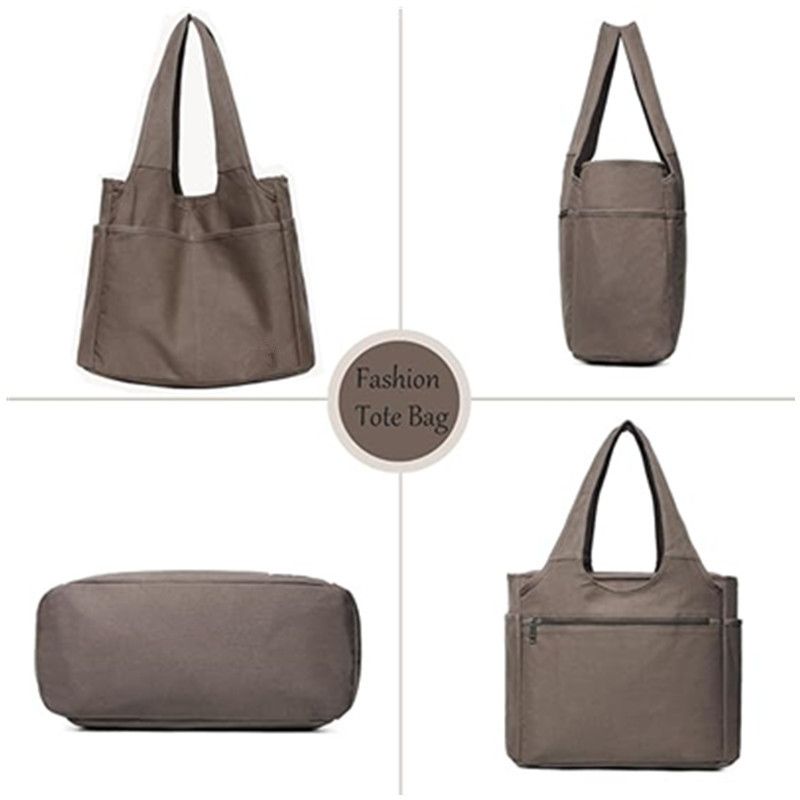 Praktische Tragetasche Damen große Umhängetasche mit Reißverschluss und Tasche für Uni Arbeit Reisen Einkaufen_voghion.com