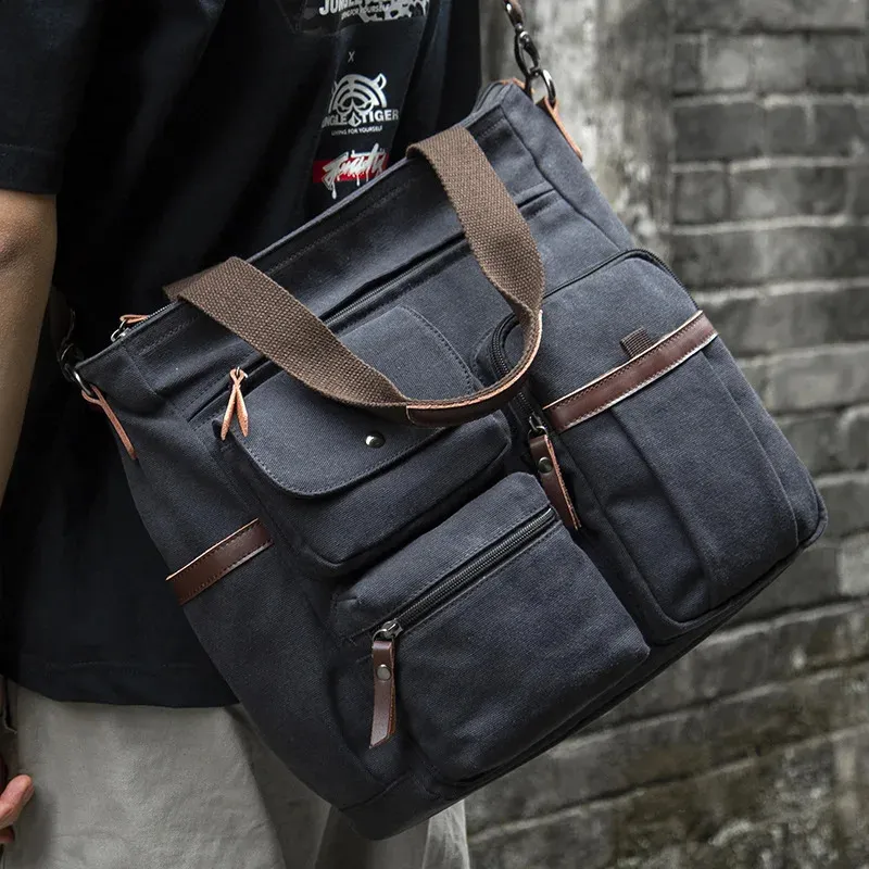 Borsa a tracolla da uomo in tela per laptop coreano da uomo alla moda, di alta qualità, valigetta da uomo 240815_voghion.com