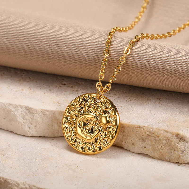 Kulonu kaklarotas boho stilā ar sauli un mēnesi sievietēm pāriem, zelta krāsas apaļas, ovālas zvaigznes kaklarotas, sieviešu rotaslietas draugam_voghion.com