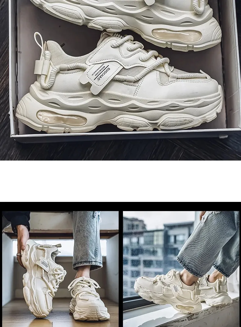 Chunky Platform Running Shoes For Men Anti Slip Breathable Casual_voghion.com