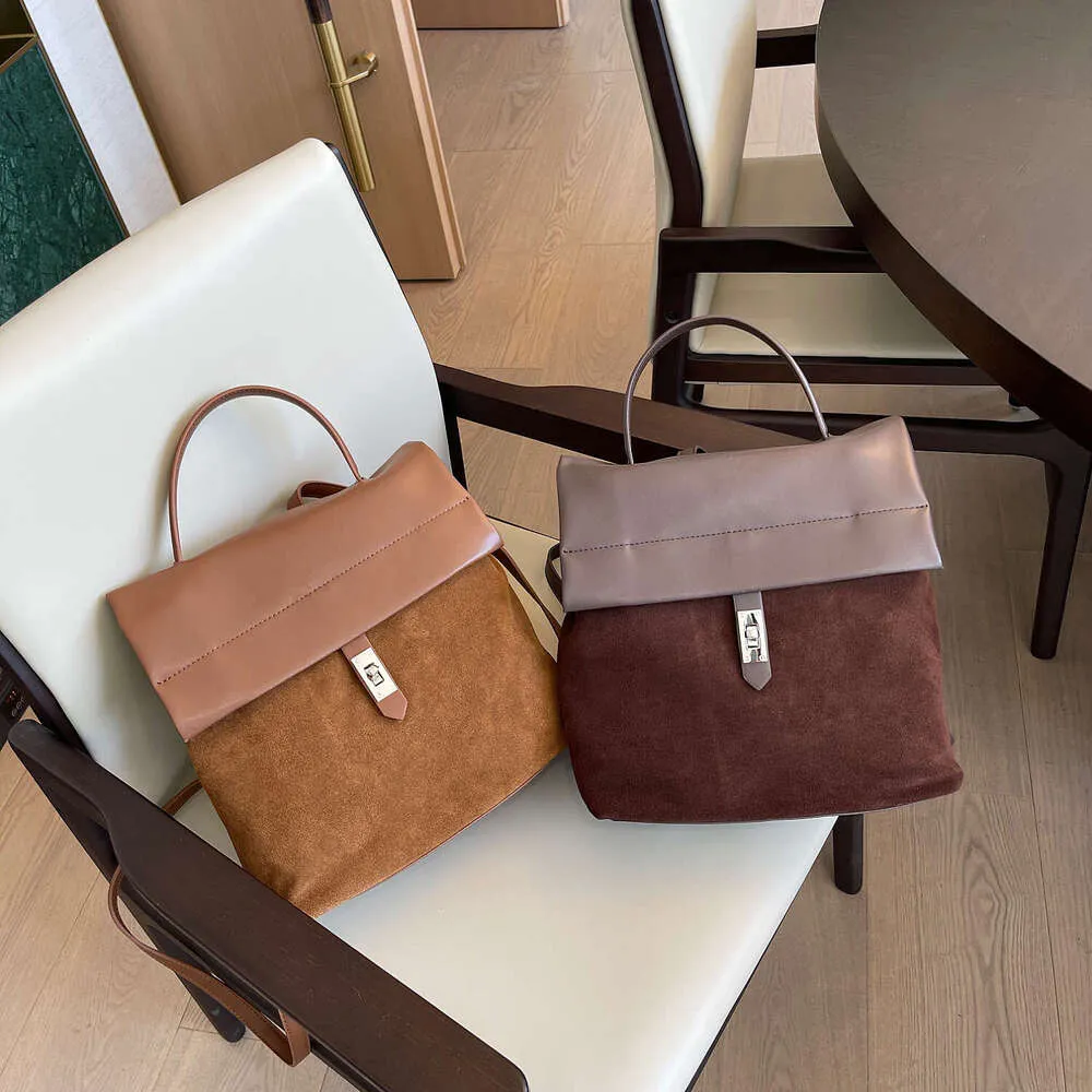 Sac à dos rétro décontracté pour femme, nouvelle collection automne-hiver, multicouches, en daim mat + cuir de vache fendu, pour les déplacements quotidiens_voghion.com