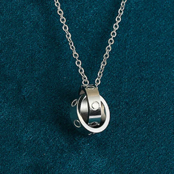 Doppelring Halskette Für Damen Und Herren In Silber Und Gold_voghion.com