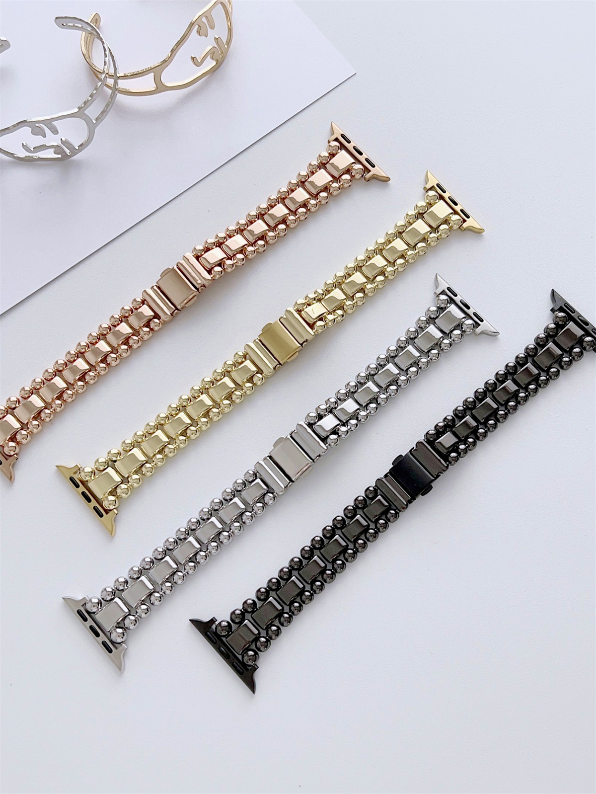 Stainless Steel Jewelry Watchband Strap For iwatch Ultra 2 Se 9/8/7/6/5 Fashion Bracelet Watch Strap 42/44/45/49mm 38/40/41mm