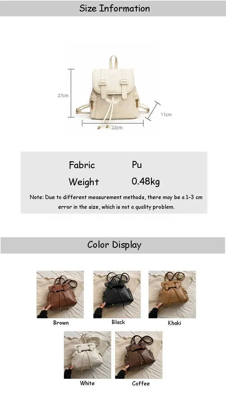 Large Capacity Backpacks for Women Solid Flap Pu Casual Shoulder Bags Female Versatile Trip Packs Vintage School_voghion.com