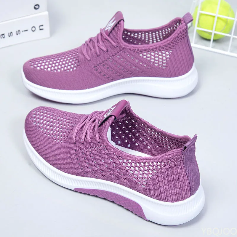 Flat Casual Fashion Breathable Mesh Vulcanized Shoes Women Sneakers Summer Ladies Boat Shoe atos Para Mujer_voghion.com