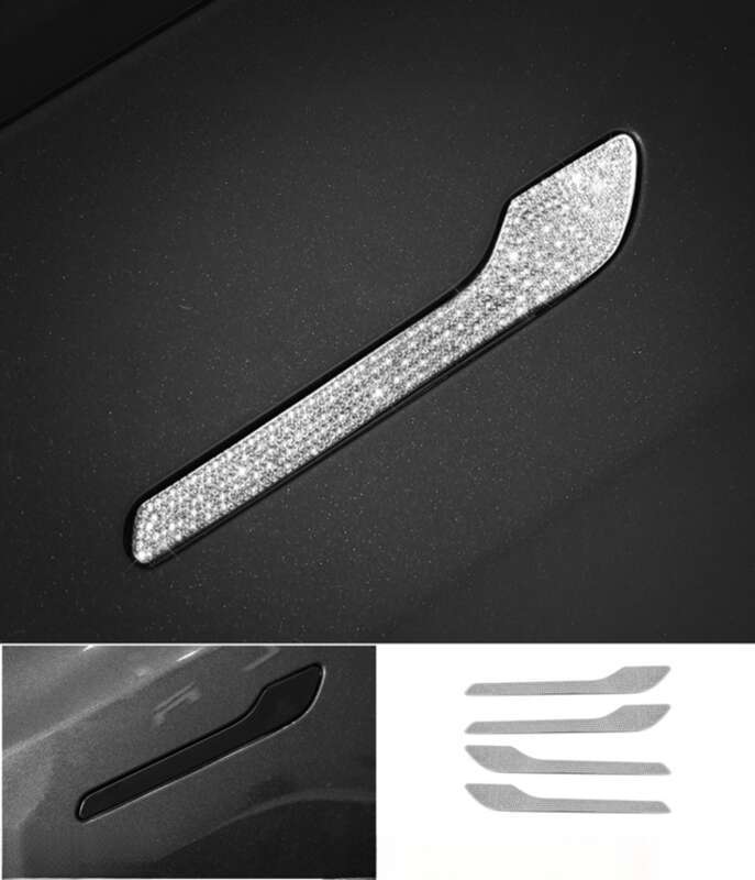Potrivit pentru modificările interioare ale modelului Tesla, volan, mâner ușă, autocolant decorativ cu diamant pentru sigla mașinii_voghion.com
