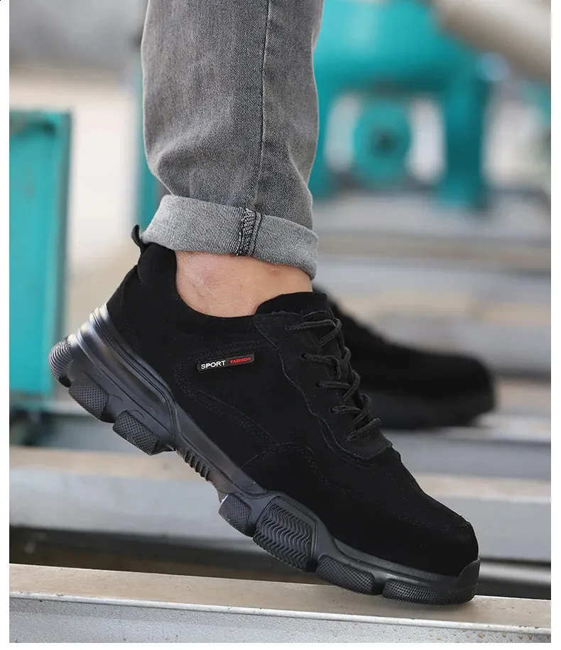 Arbejdssikkerhed Herre slip-on letvægts ståltåkapper, ikke-nedbrydelige, punkteringssikre arbejdssko til mænd_voghion.com