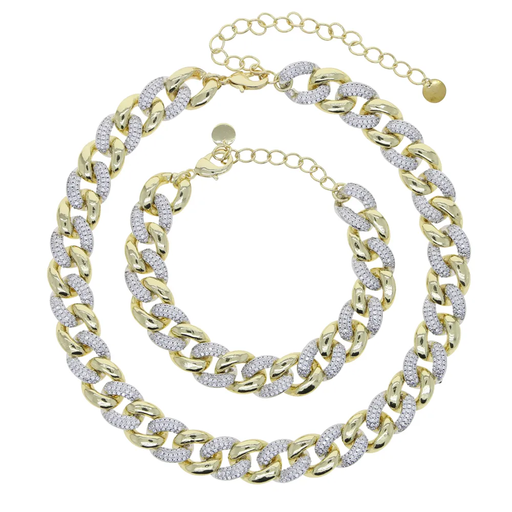 Collana choker a catena cubana bicolore statement per donna_voghion.com