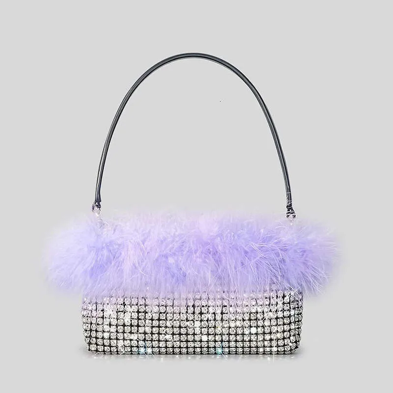 Designer Dia Handbag For Women 2023 New In Fashion High Quality Colorblock Ostrich Fur Rhiedinner Bag Bg_voghion.com