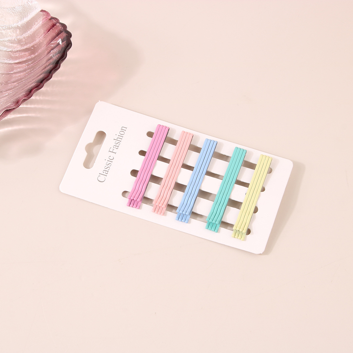 Guanyang Korean version of ins style candy color one-line clip small fresh hairpin U-shaped clip simple and versatile side clip hairpin combination_voghion.com
