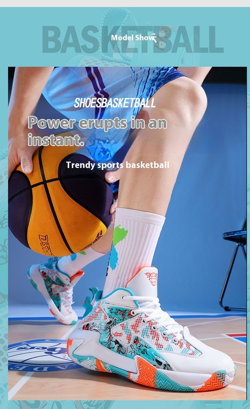 Leichte, atmungsaktive, bequeme Basketballschuhe für Sportstudenten mit Dämpfung und Rückprall_voghion.com