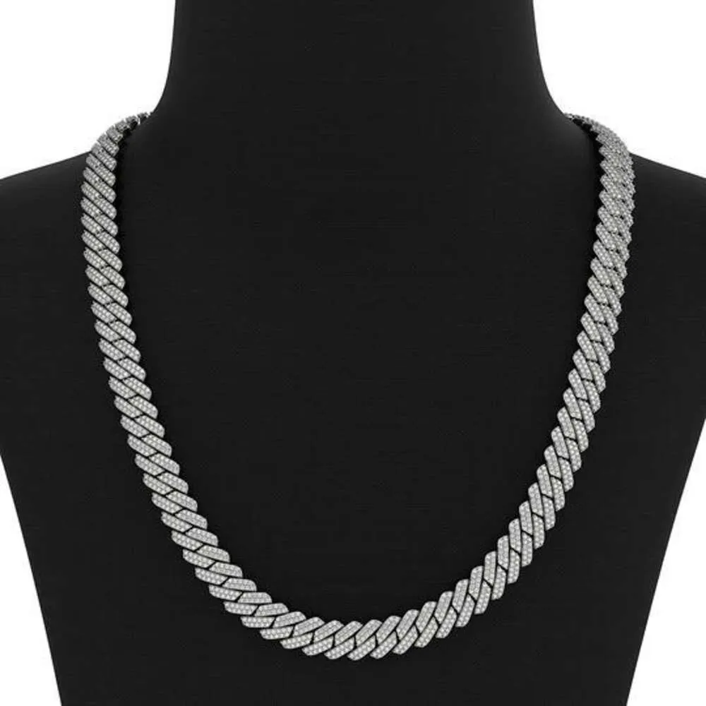 Custom Sier Cuban Link Hip Hop Charm Men Bracelets Necklace Moissanite Chain_voghion.com