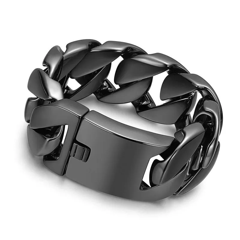 Cuban Link Chain Bracelets For Men Heavy Stainless Steel Bangle_voghion.com