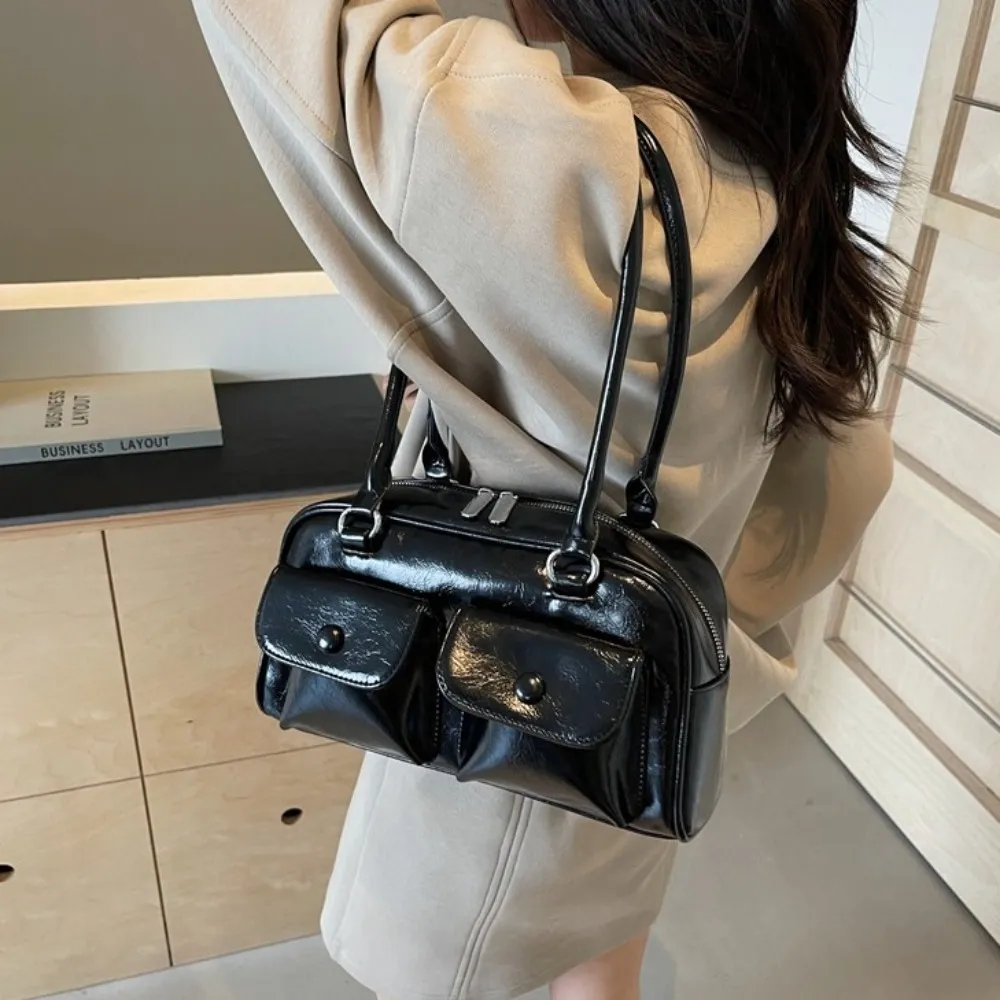 Borsa a tracolla in stile coreano, grande capacità, retrò, da ascella, casual, alla moda, in pelle, con doppia tasca, da viaggio_voghion.com