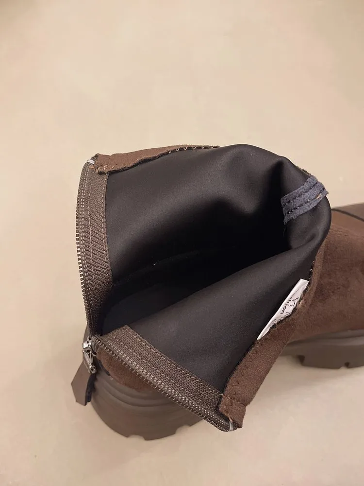 Bottes Martin à plateforme vintage pour femmes, automne 2024, style britannique, nouvelles bottes courtes fines et élastiques, Yangqi Fairy_voghion.com