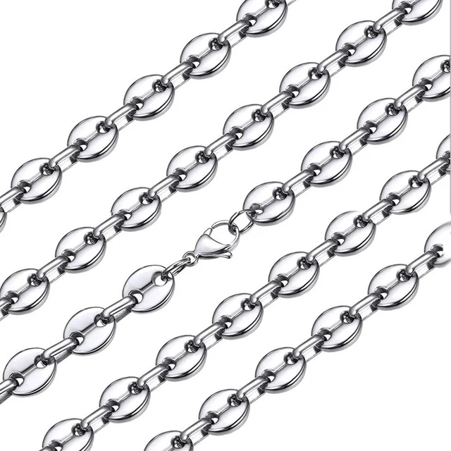 1 stuk roestvrijstalen koffiebonen 5 mm voor mannen en vrouwen, touwschakelkettingen, modieuze hiphopsieraden_voghion.com