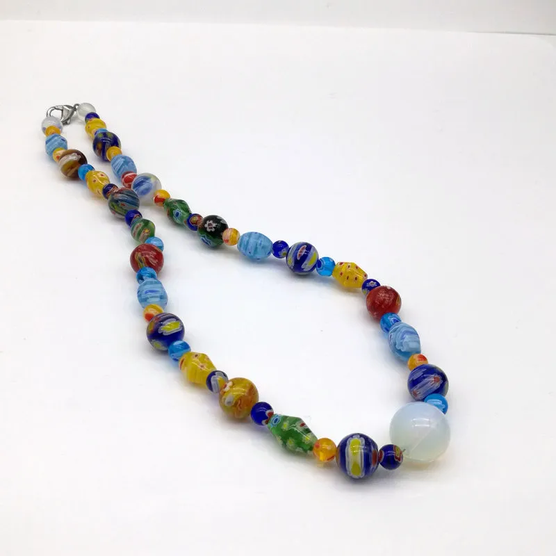 Ketten Mode Rad Millefiori Murano Glas Halskette 6-14mm_voghion.com