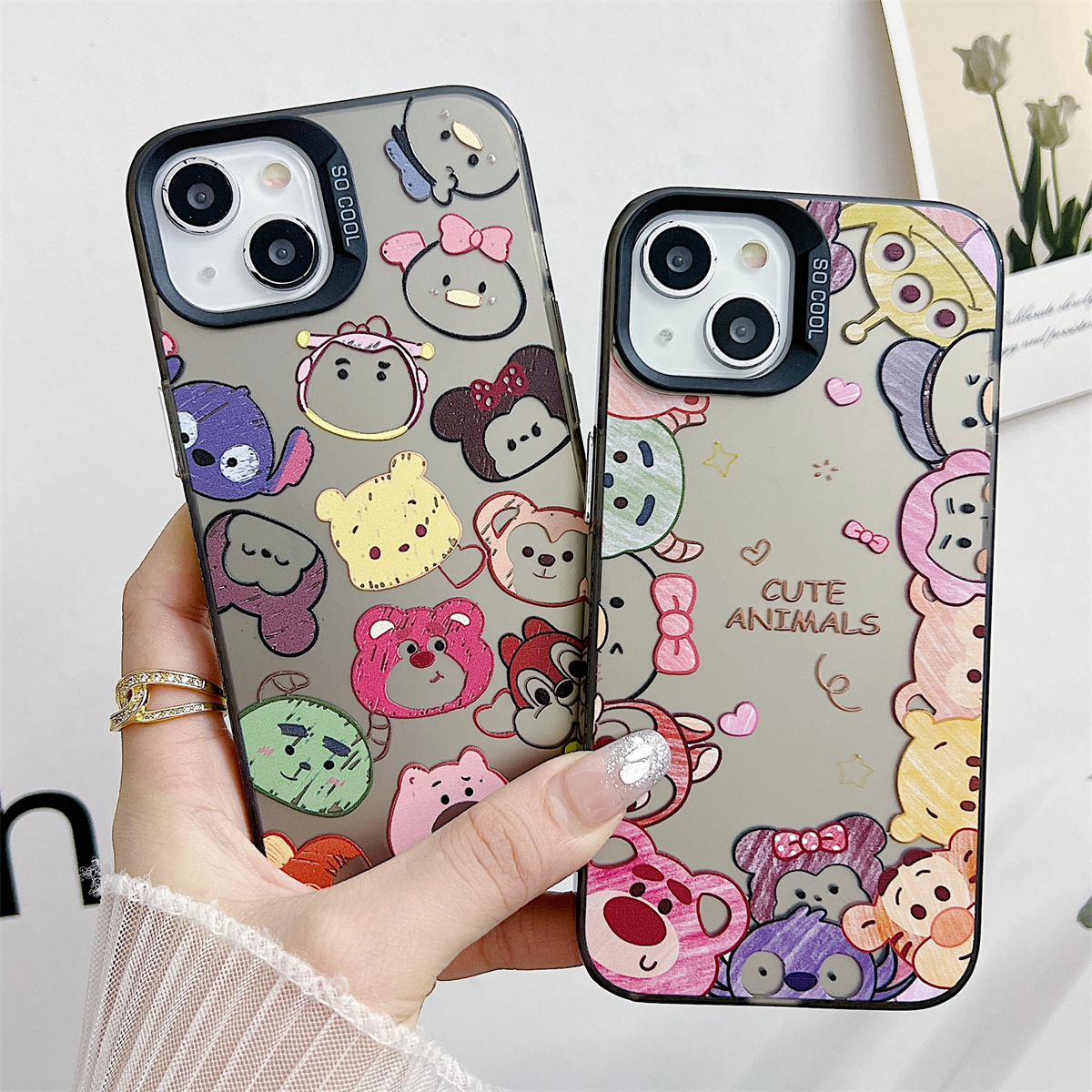 Řemínek na hodinky kompatibilní s iPhone 15 14 13 12 11 PRO MAX XR XS X 8 7 PLUS SE 2020 Průhledný kryt na telefon s roztomilým anime medvědem IMD_voghion.com