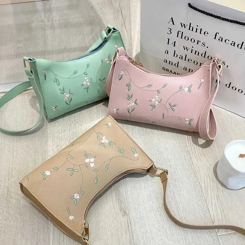 Sac à main brodé en cuir PU, petite pochette à bandoulière, sac portefeuille tendance pour femme Y241123_voghion.com