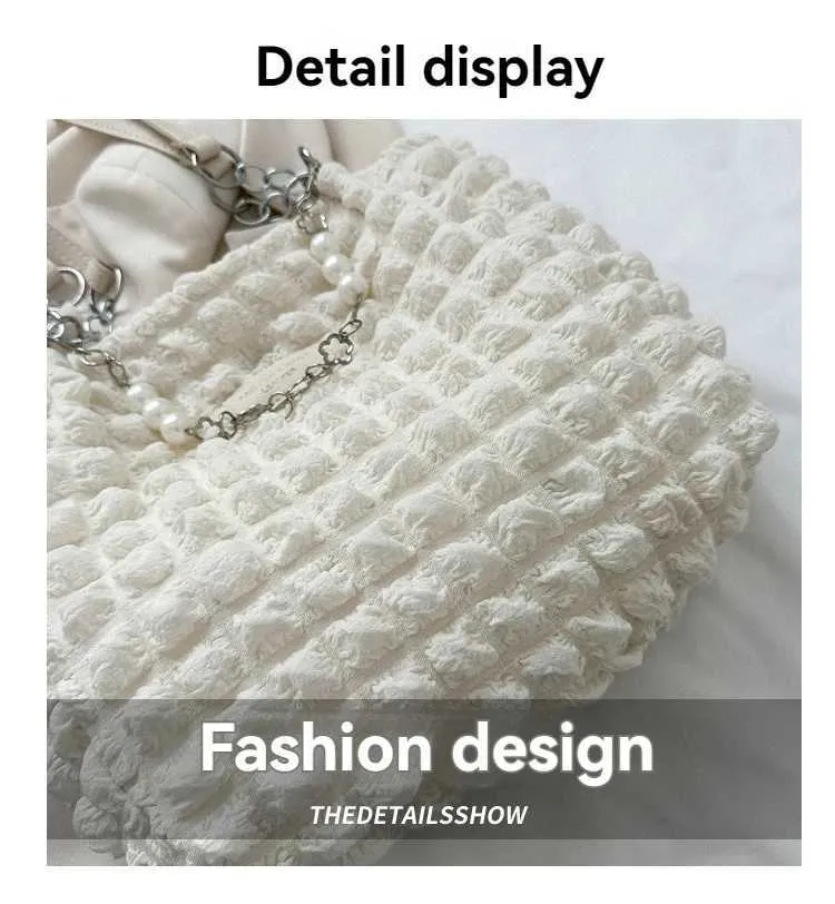 Warm Bedding Fi Bubbles Cloud Shoder Large Capacity Bag Bucket Designer Folded Handbag Y241026_voghion.com