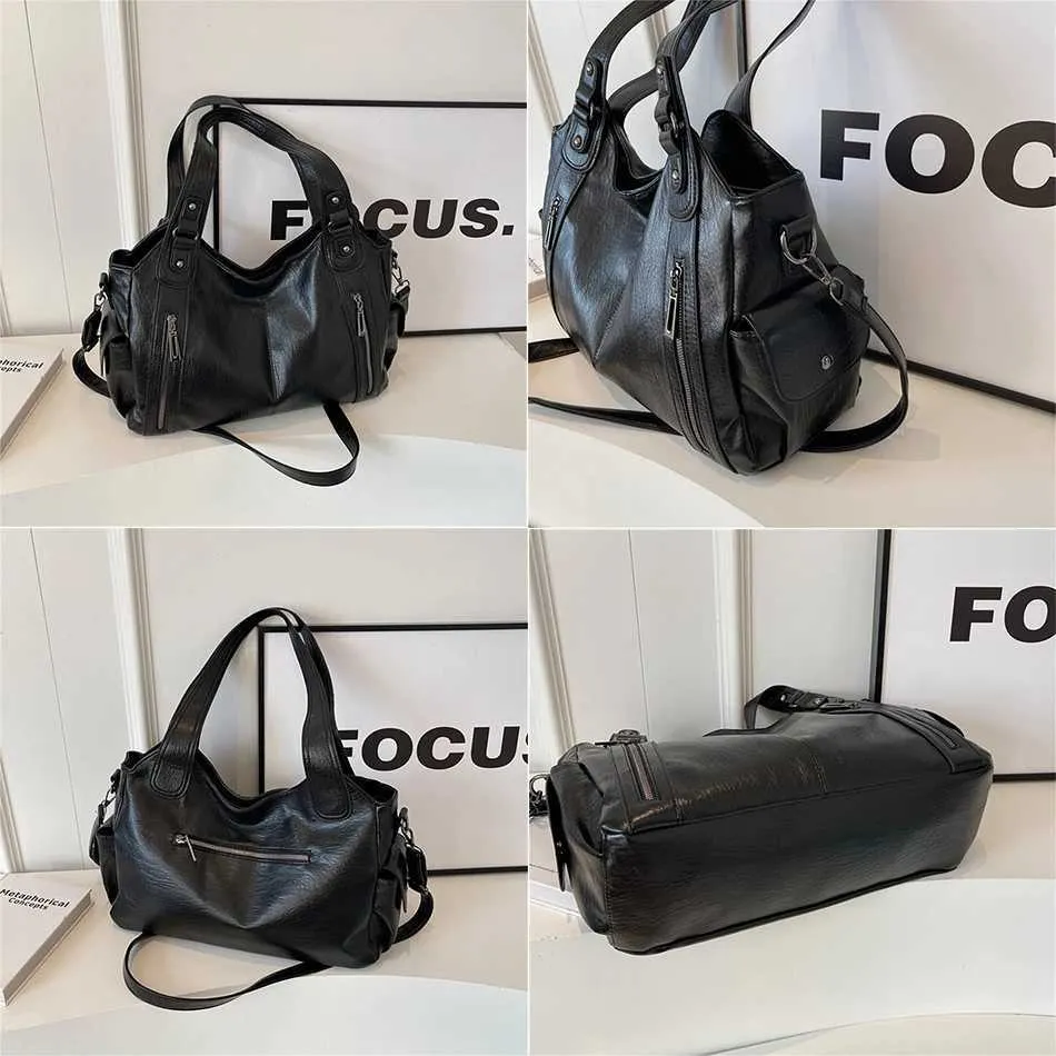 Women's Large Shoulder Bag Two Layer Soft Leather Retro Handbag_voghion.com