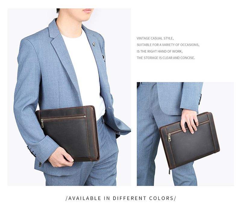 Die neue Crazy Horse Leder Clut, multifunktionale iPad Aufbewahrungstase, große Kapazität Business Retro Herren_voghion.com