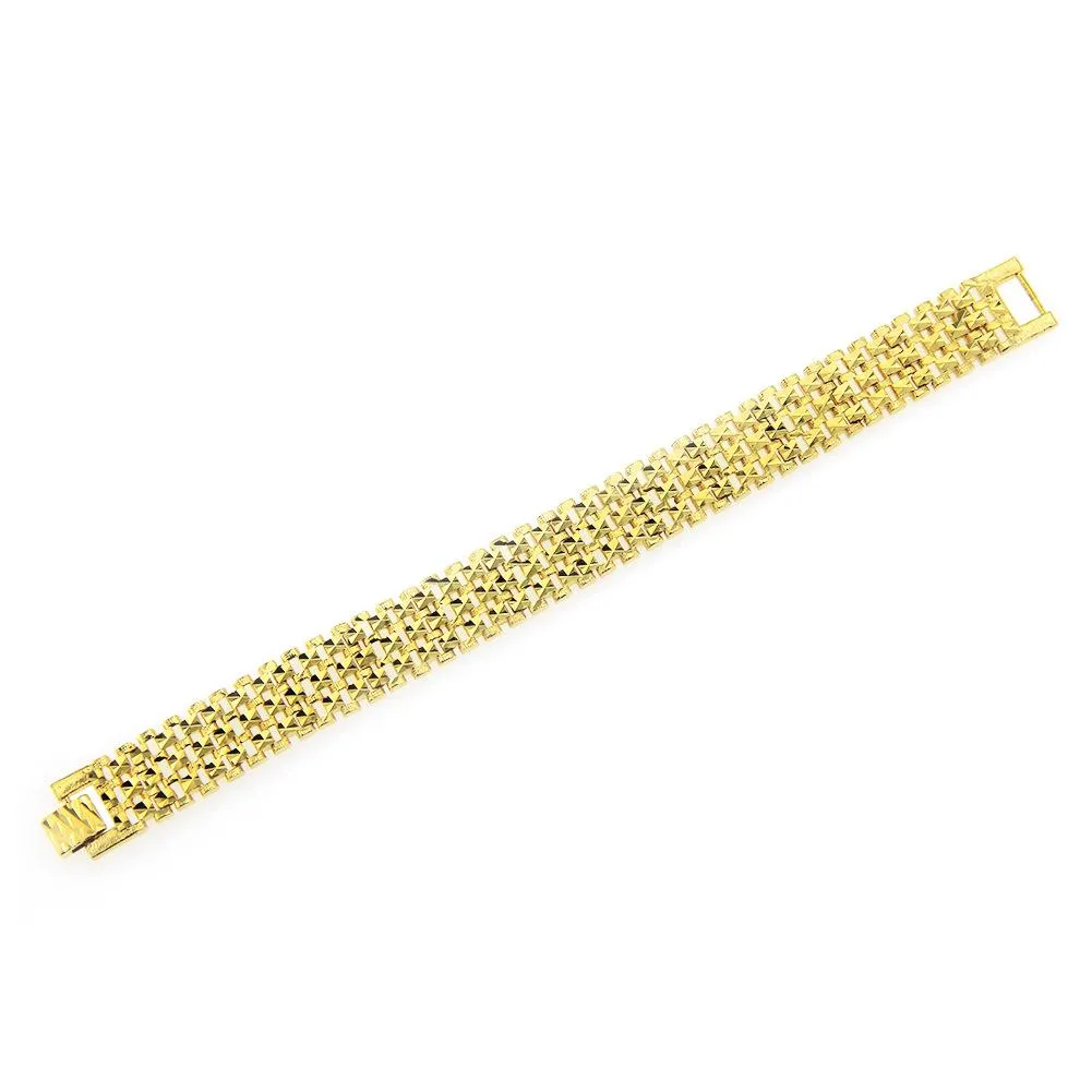 Mens Gold Bracelet Personalized Hip Hop Rapper Bangle Chain Jewelry_voghion.com