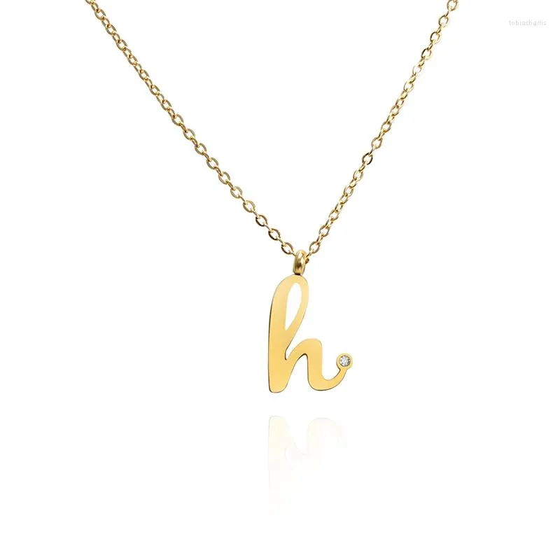 Chains Stainless Steel Necklace English Letter H Inlaid Zircon Fashion Clavicle Chain Surname Custom Wholesale_voghion.com