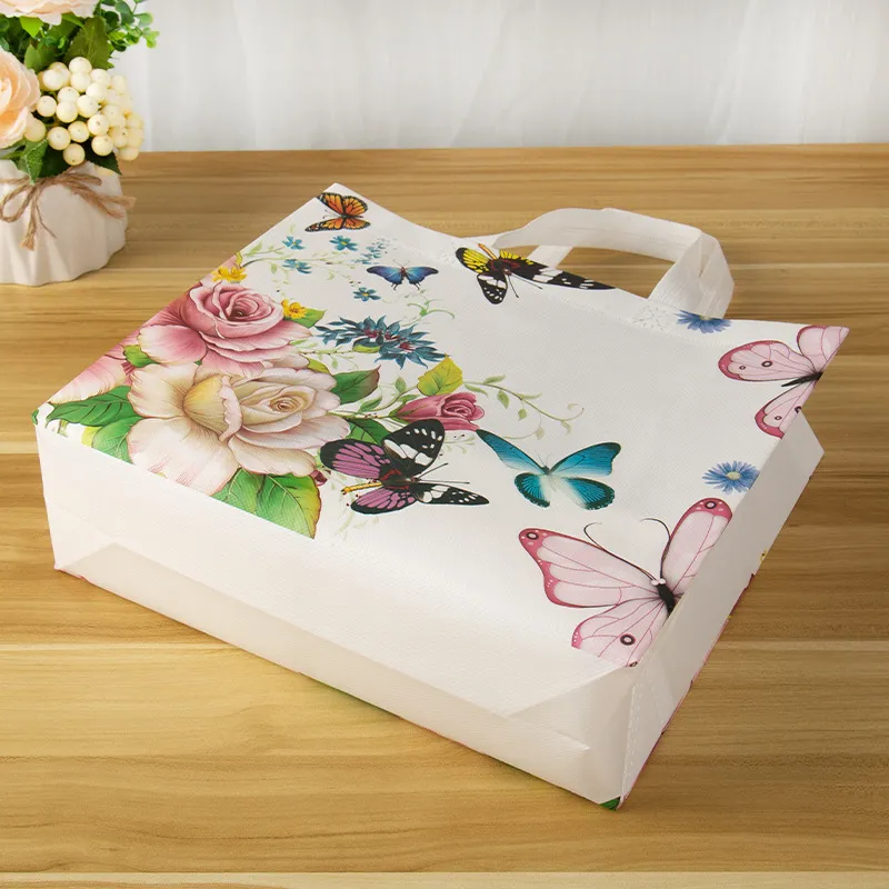 Bloemenprint boodschappentas van non-woven materiaal, eco-vriendelijke reistas, opvouwbare tas, herbruikbare boodschappentas_voghion.com