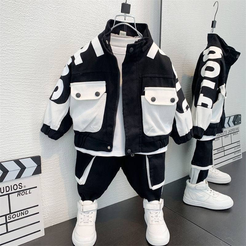 Kid's Clothing Children's spring and autumn suits, boys' workwear suits, 2024 boys' spring sports suits, street class handsome and fashionable