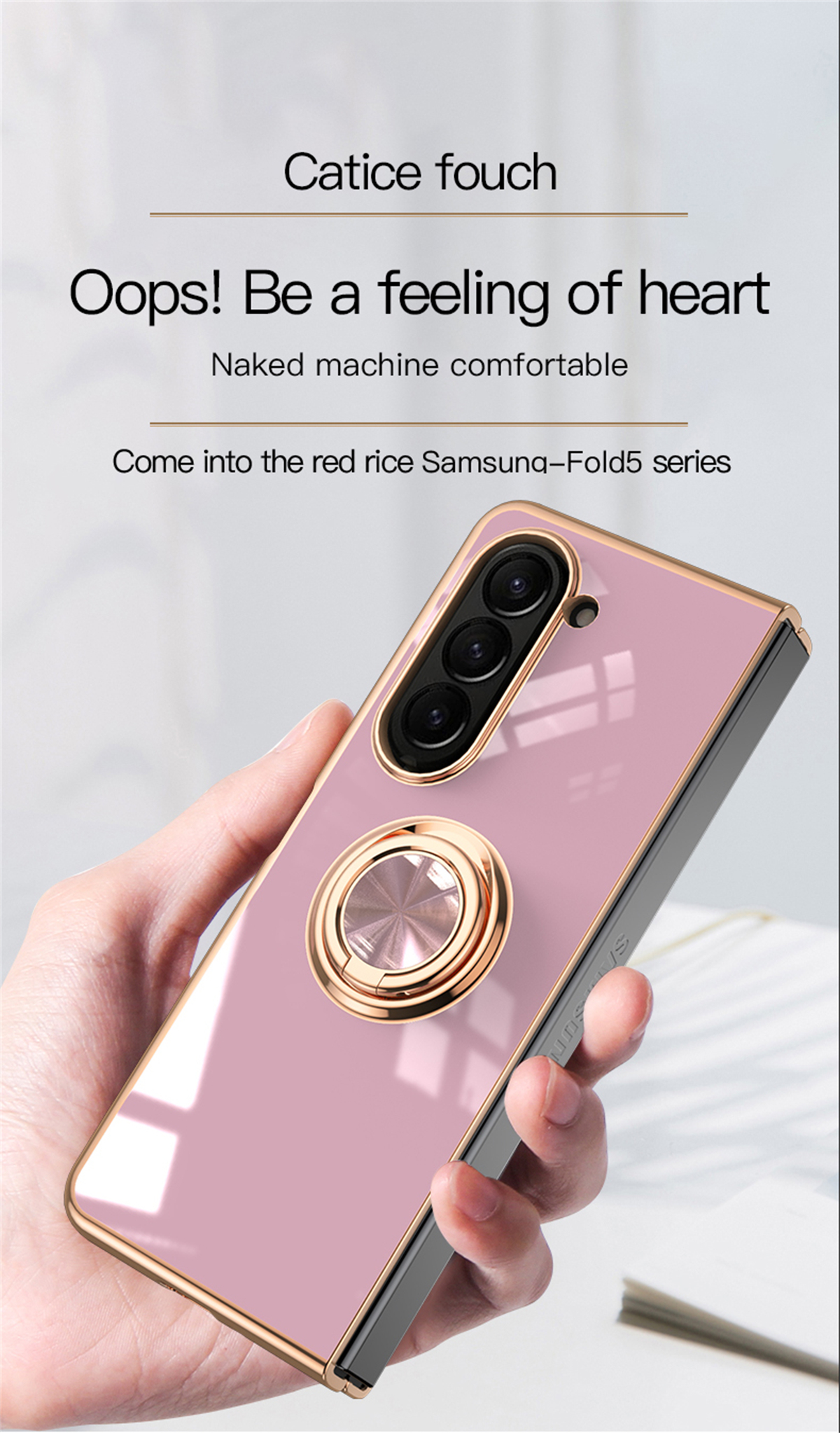 Shockproof Plating Ring Holder Phone Case For Samsung Galaxy Z Fold 5 4 Protective Cover Stand Back Shell Capa Funda_voghion.com