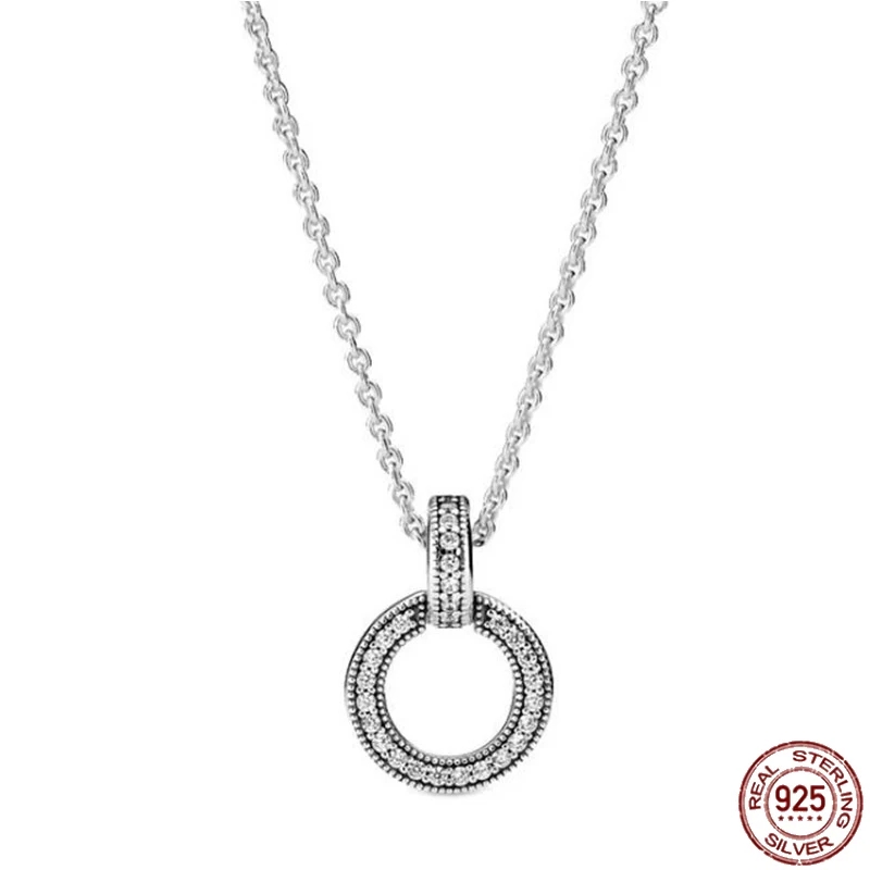 Klassiskt glänsande runt hjärta fyrkantigt hänge halsband hängsmycken_voghion.com