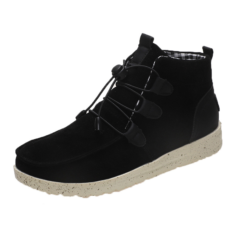 Mid-top sportschoenen met kwastjes en canvas vetersluiting, grote platte zool, enkele schoenen_voghion.com