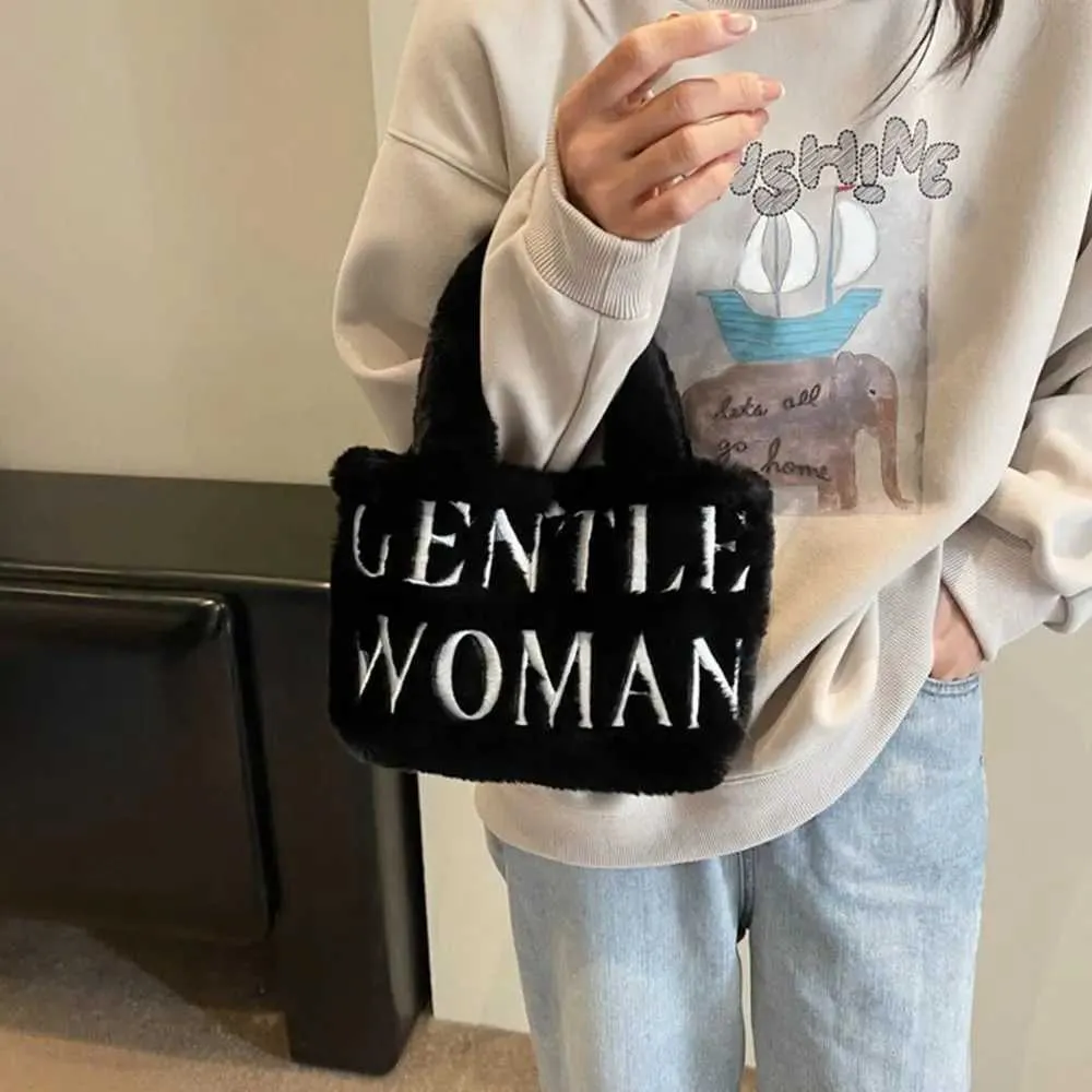 Žene Crossbody ramena, elegantne, s oslikanim slovima, plišane, gospodske, torbice za šminkanje i ruž za usne, velikog kapaciteta C241216_voghion.com