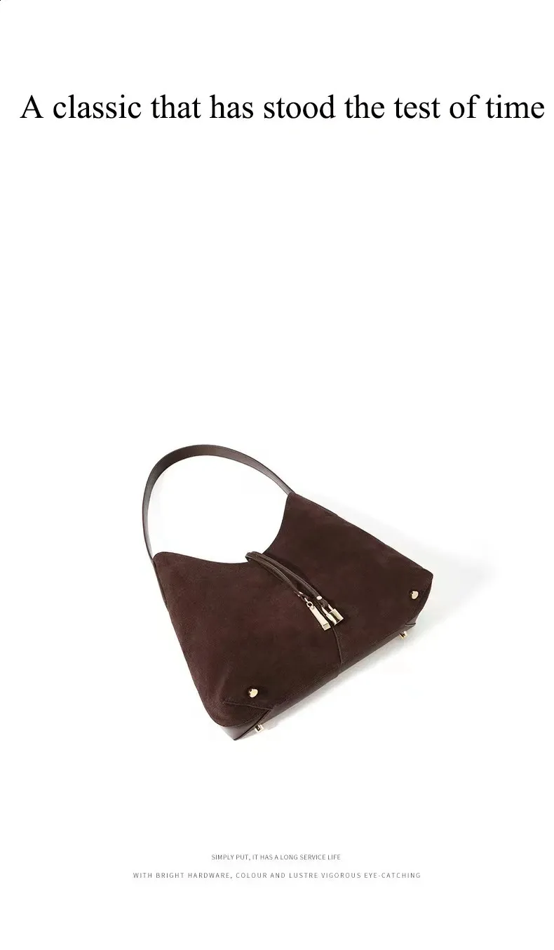 Borsa a tracolla in pelle scamosciata retrò autunno inverno 2024 da donna, di alta qualità, grande capacità, in pelle scamosciata, ascella_voghion.com