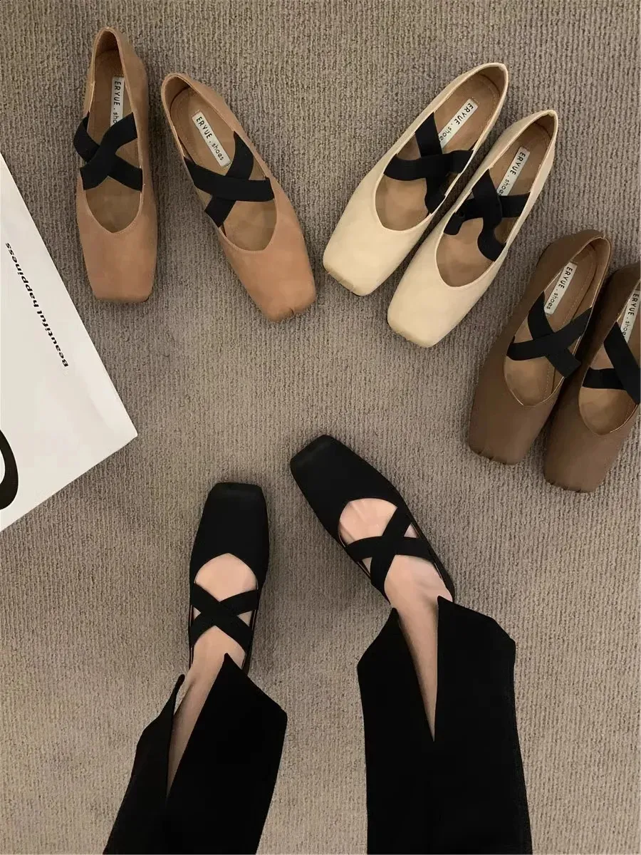 Bekväma mary jane ballerinaskor för damer retro slip ons_voghion.com