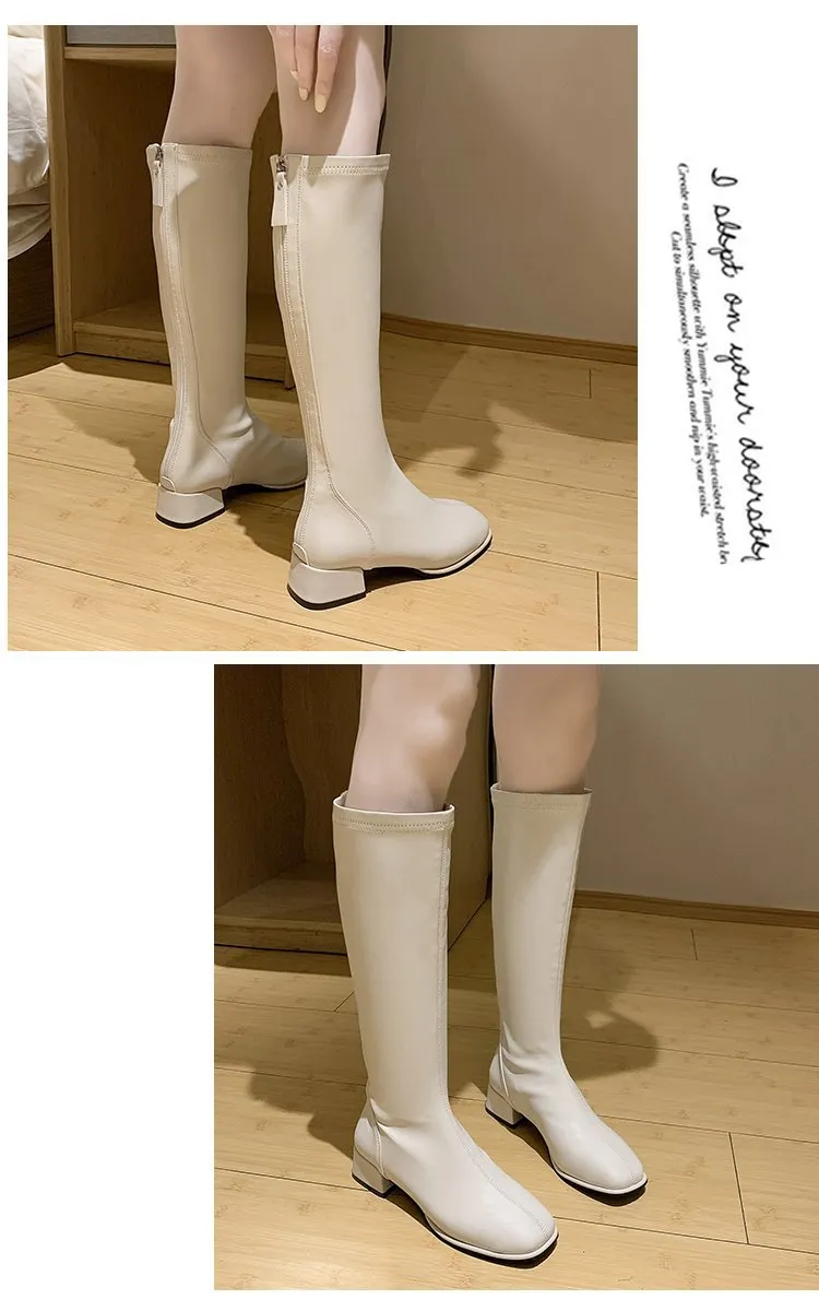 Stivali da cavaliere in pelle con cerniera lunga sul retro, di grandi dimensioni, alti con tacchi spessi, per donna, isolamento in peluche_voghion.com