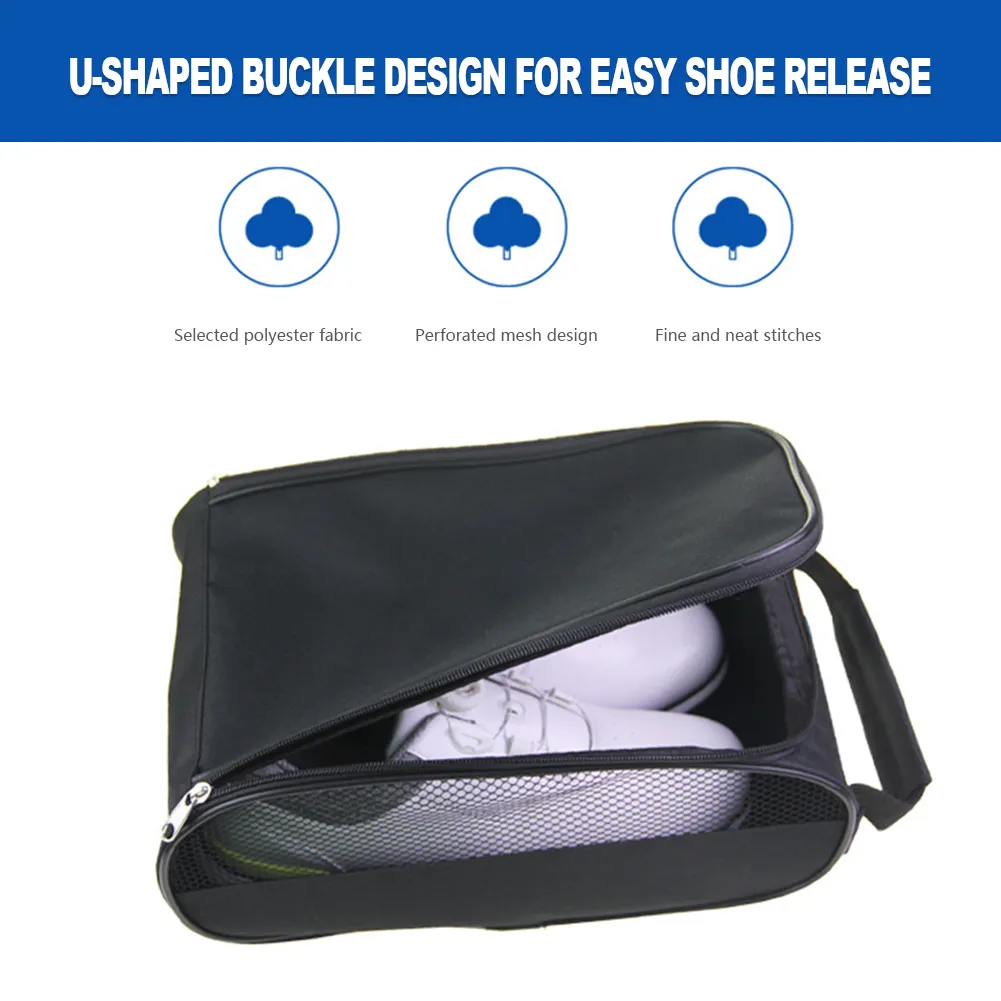 Unisex Shoe Portable Mesh Travel Shoes Carrier Bags With Zipper Hand-Held Breathable Ultra-light For Outdoor Sports_voghion.com