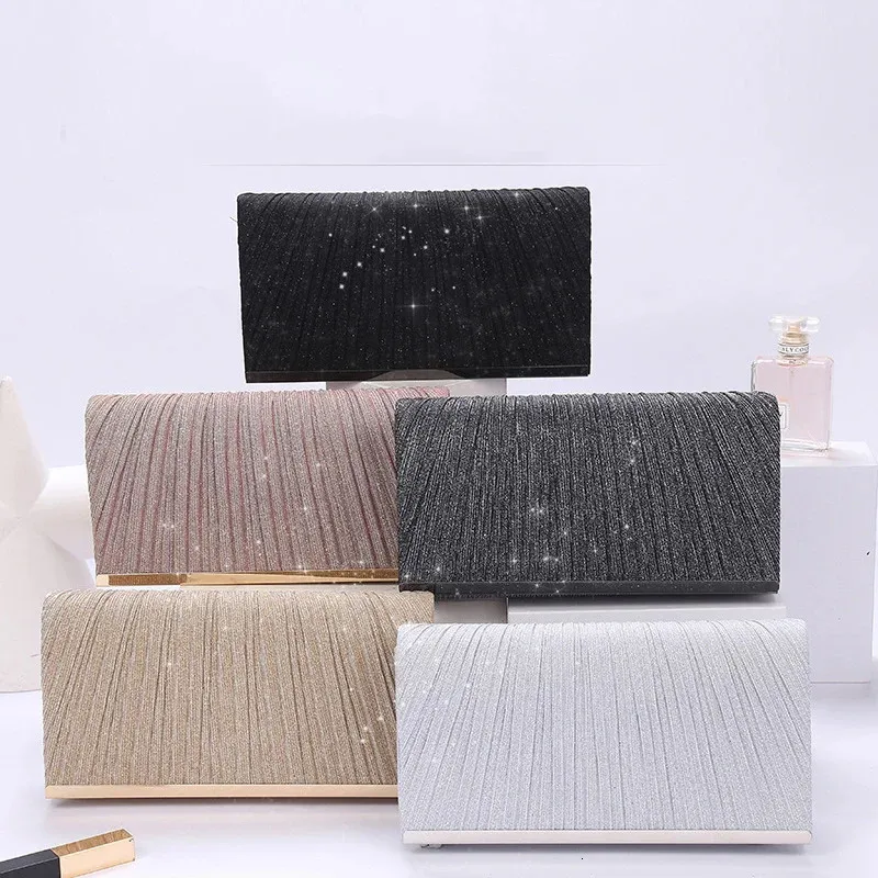 Pochette da sera da donna, borsa da sposa in cristallo, borsa da sposa con tracolla a catena, borsa a tracolla in paillettes color argento dorato_voghion.com