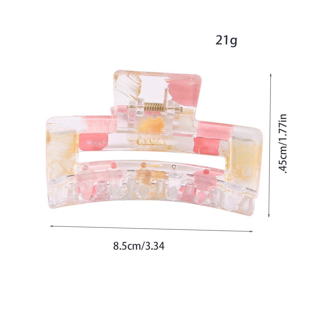 Guanyang European and American gold foil brushed paint clip creative niche transparent shark clip female temperament back of the head bun hair clip_voghion.com