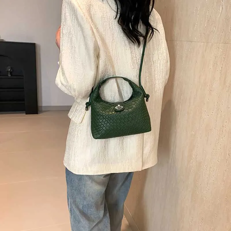 Elegante Geflochtene Pu-leder-eimerhandtasche Als Umhängetasche_voghion.com