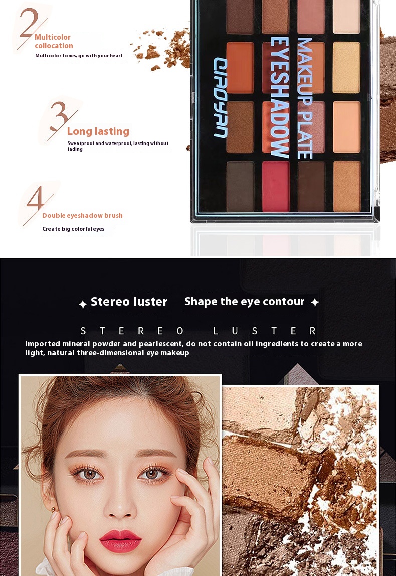 Héichqualitativ Nei 16 Faarwen Peach Makeup Perl Aenschattplack Äerdfaarf Nude Makeup Ufänger sinn net einfach Faarf Makeup Aenschatt ze verschmieren_voghion.com