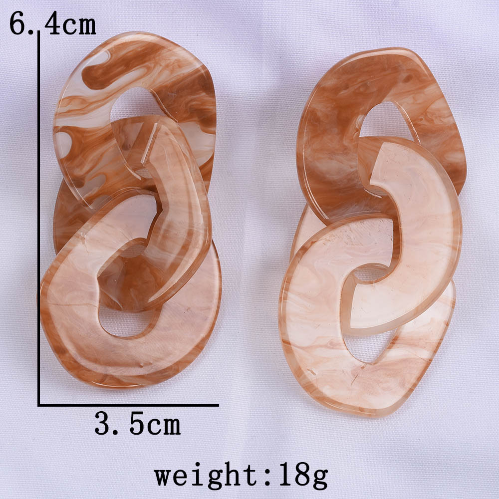 Marble Pattern Chain Buckle Earrings For Women Fashion Jewelry_voghion.com